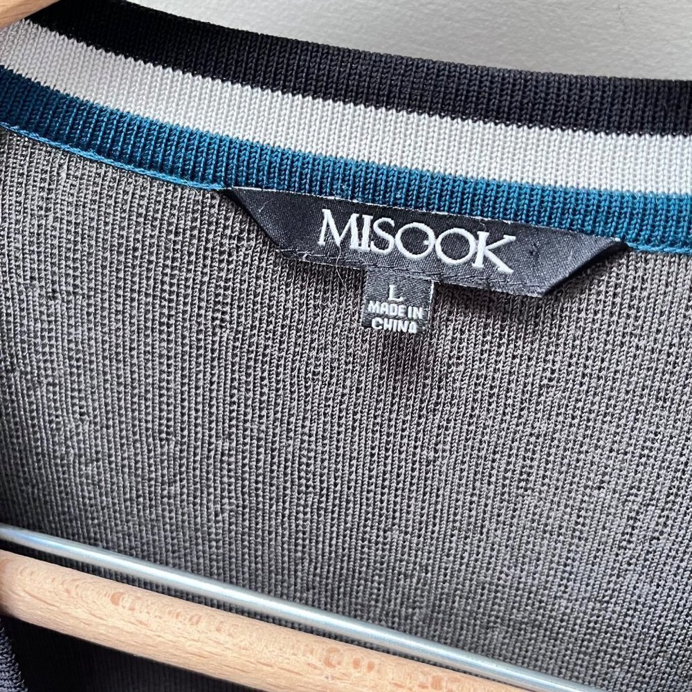 Misook Long Line Open Front Color Block Cardigan … - image 4